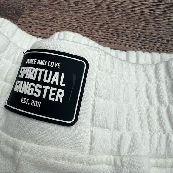 Spiritual Gangster Women's White Logo Shorts - Picture 4 of 8